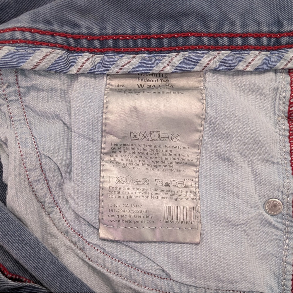 Alberto Modern Fit Blue Stretch Pants 34x32 (Tag 34x34) - Picture 6 of 14